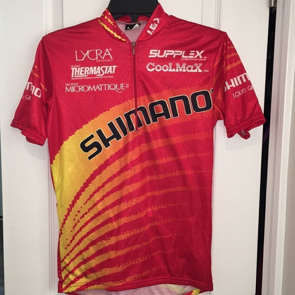Red Shimano Louis Garneau Touring racing bike cycling men’s riding jersey S